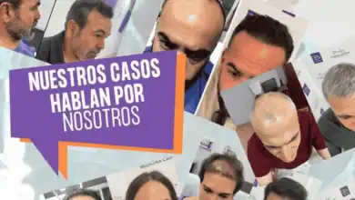 Un collage o composite de múltiples fotografías de antes y después que muestran resultados reales de injerto capilar para hombres realizados en Clínica Balari Jerez. Incluye la frase en purple: 'NUESTROS CASOS HABLAN POR NOSOTROS'.