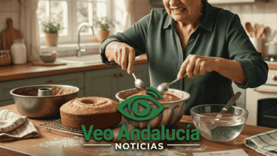Mujer sacando bizcocho del molde en cocina luminosa y acogedora.