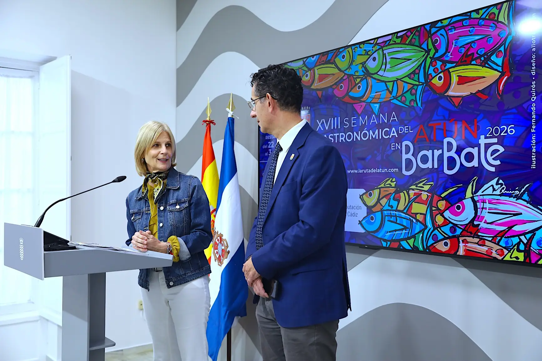 María José García-Pelayo y Miguel Molina en la presentación de la XVIII Semana Gastronómica del Atún de Barbate.