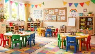 Aula infantil vacía relacionada con el caso de maltrato en una guardería de Jerez.