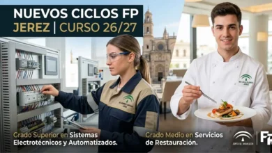 Estudiantes de los nuevos ciclos de FP Jerez curso 26/27 en sistemas electrotécnicos y restauración.