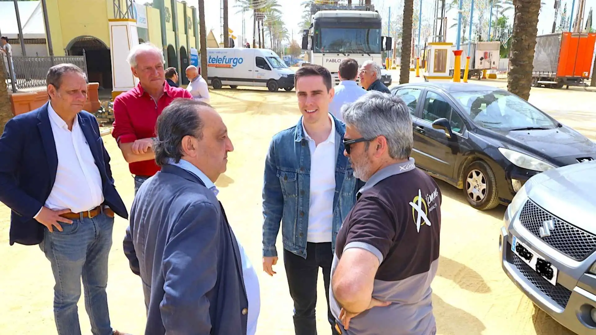 Jaime Espinar y Francisco Zurita durante la visita técnica al montaje de la Feria del Caballo 2026 en el parque González Hontoria.