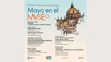Cartel oficial de la programación de actividades de mayo 2026 en el Museo Arqueológico de Jerez.