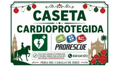 Sello oficial de Caseta Cardioprotegida de ProRescue para la Feria del Caballo de Jerez.