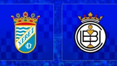 Escudos del Xerez CD y UB Conquense para el Playoff de Ascenso Primera Federación 2025/26.