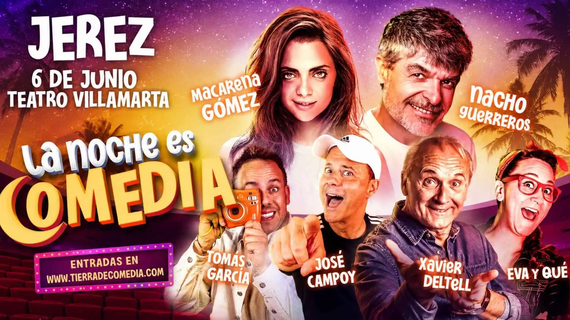 Cartel oficial de La Noche es Comedia en Jerez 2026 con Nacho Guerreros y Macarena Gómez