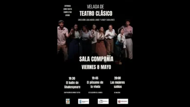 Cartel de la Velada de Teatro Clásico en Jerez con obras de Shakespeare, Calderón de la Barca y Molière en la Sala Compañía.