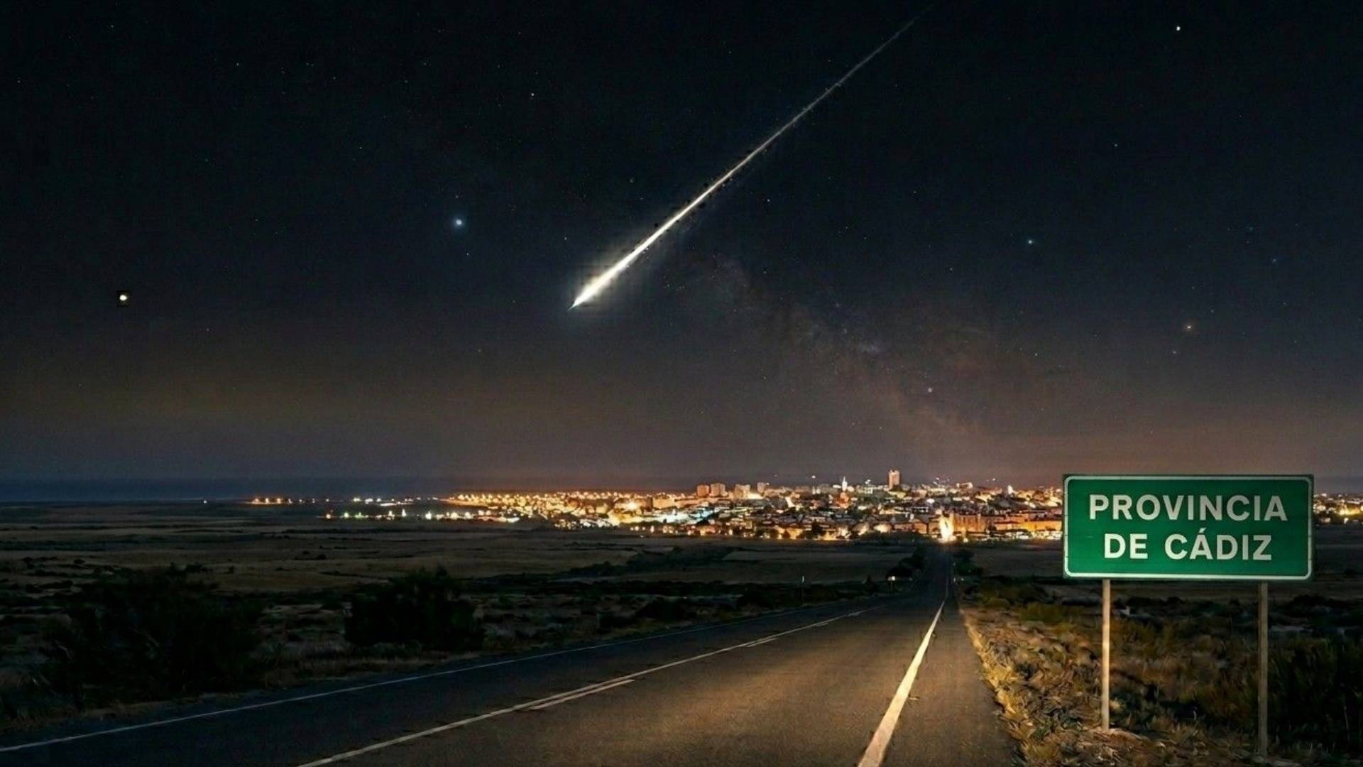 Meteorito en Cádiz cruzando el cielo nocturno de la provincia esta madrugada.