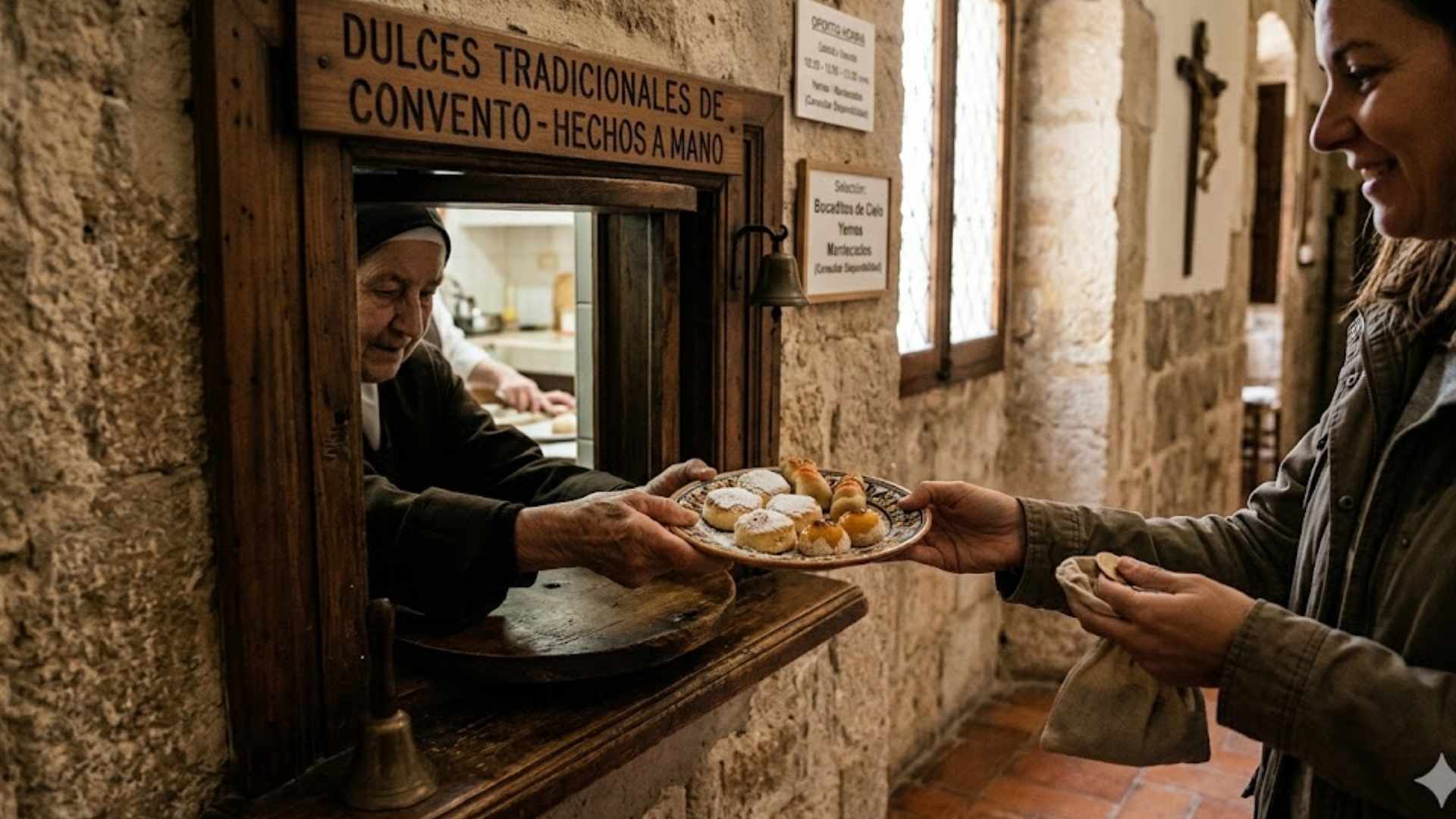 Dulce tradicional de convento vendido a través de un torno de clausura.