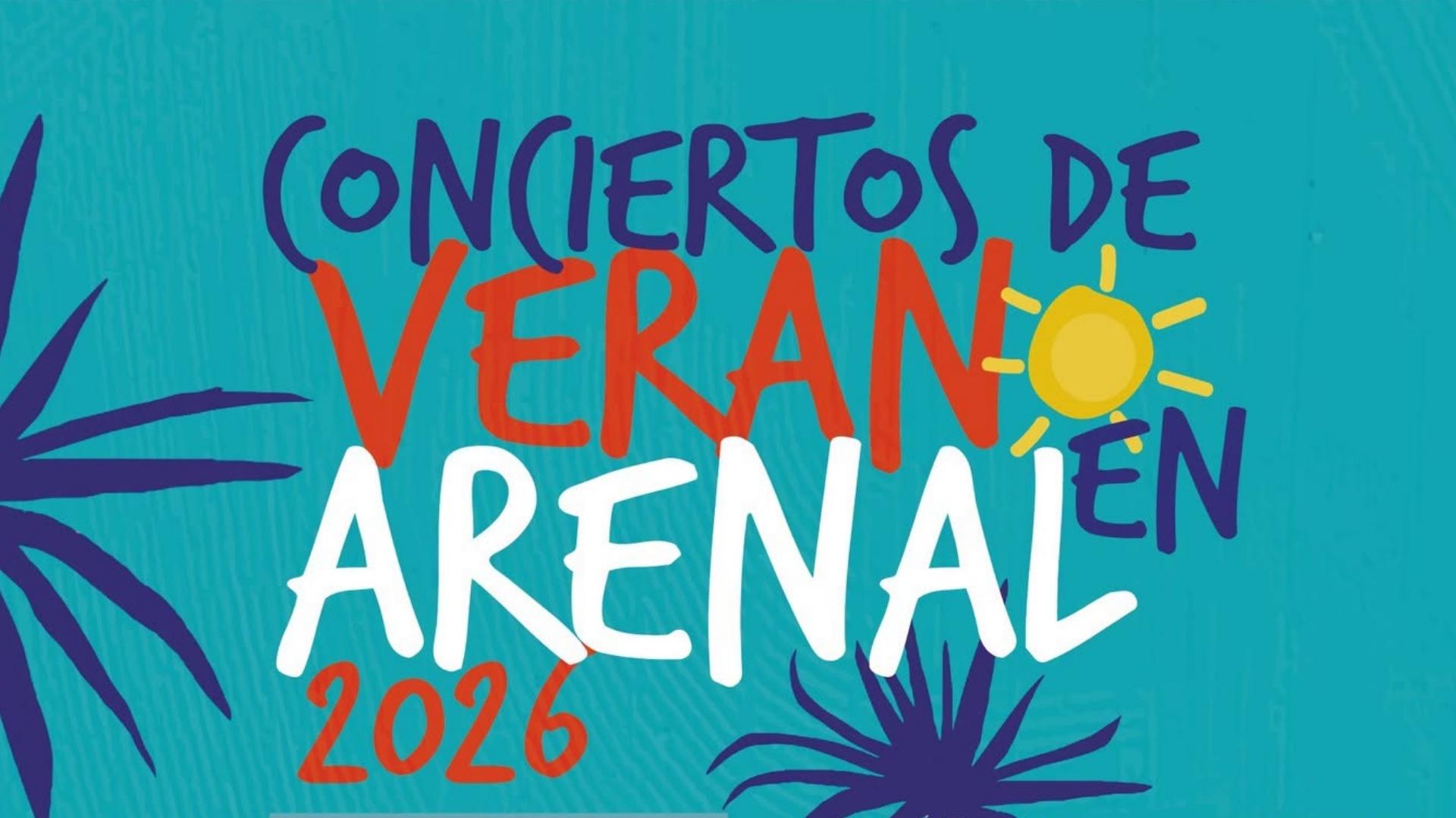 Cartel anunciador de los Conciertos de Verano en Arenal 2026 en Jerez de la Frontera.