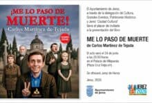 Cartel de presentación del libro Me lo paso de muerte de Carlos Martínez de Tejada en el Palacio de Villapanés, Jerez.
