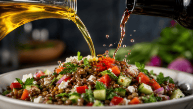 Ensalada de legumbres con aceite y vinagre en Andalucía.