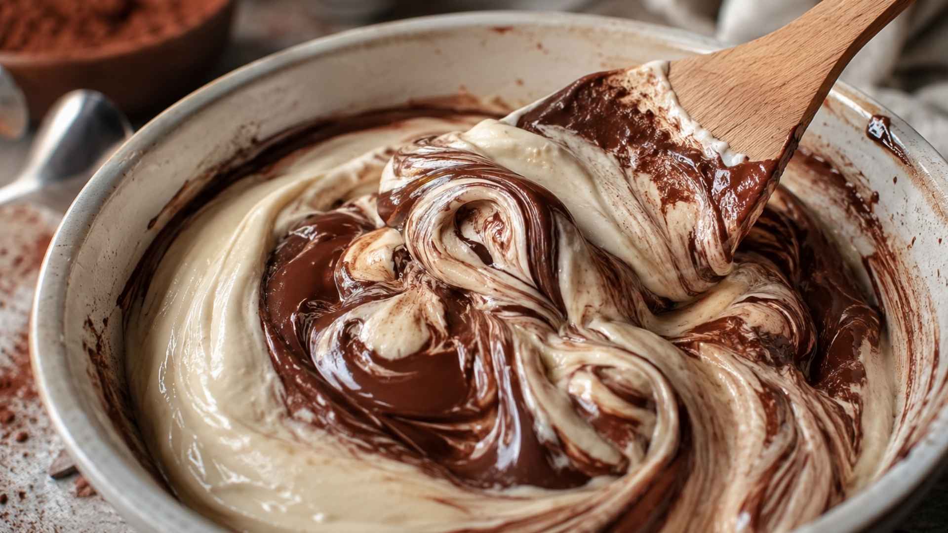 Mezcla artesanal de chocolate negro y blanco para elaborar helado casero.