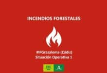 Infografía sobre el incendio forestal #IFGrazalema en Cádiz con Situación Operativa 1.