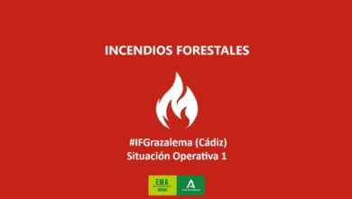 Infografía sobre el incendio forestal #IFGrazalema en Cádiz con Situación Operativa 1.