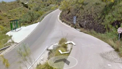 Accidente de tráfico con salida de vía en una carretera de montaña de Canillas de Aceituno.
