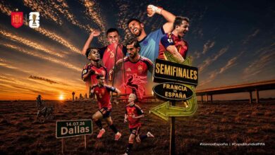 Aficionados celebrando la clasificación de España a semifinales del Mundial 2026 contra Francia en Dallas.