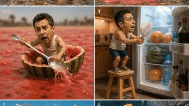 Personas sufriendo por el calor extremo en diferentes situaciones.