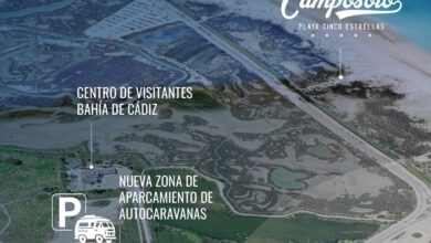 Zona de autocaravanas en Cádiz cerca del Centro de Visitantes.