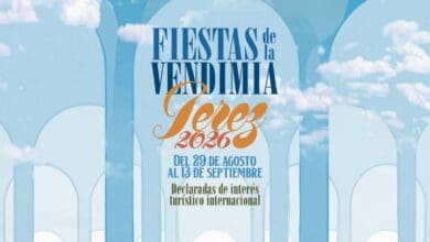 Cartel oficial de las Fiestas de la Vendimia de Jerez 2026, declaradas de interés turístico internacional.