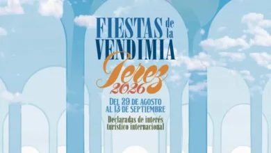 Cartel oficial de las Fiestas de la Vendimia de Jerez 2026, declaradas de interés turístico internacional.