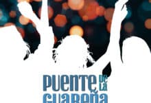 Cartel de la verbena de La Guareña en Jerez rural 2026 con luces y siluetas de personas bailando.