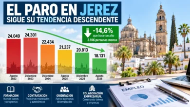 Propuesta visual de trabajadores y actividad empresarial en Jerez durante una jornada laboral