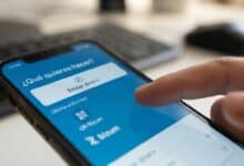 Persona usando Bizum en smartphone para enviar dinero.