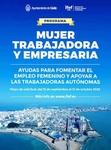 Programa para fomentar el empleo femenino en Cádiz, apoyo a trabajadoras autónomas.