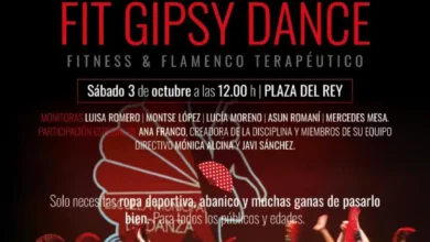 Cartel de Masterdance Fit Gipsy Dance con abanico flamenco y diseño promocional en Veo Andalucía.
