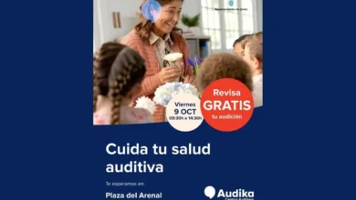 Cartel de la campaña Cuida tu salud auditiva con información sobre pruebas gratuitas el viernes 9 de octubre en la Plaza del Arenal de Jerez