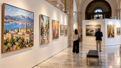 Propuesta visual de una exposición de pintura del certamen de Veteranos del BBVA en Málaga