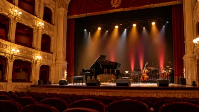 Propuesta visual del escenario del Gran Teatro Falla de Cádiz preparado para un concierto dedicado a Pedro Almodóvar