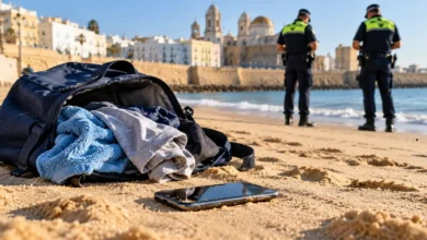 Recreación hiperrealista de una intervención policial relacionada con un teléfono móvil sustraído en la playa de La Caleta de Cádiz.