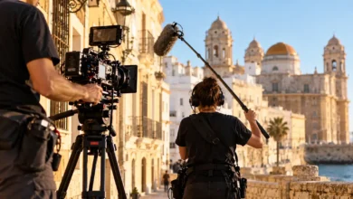 Propuesta visual hiperrealista de un rodaje documental en el centro histórico de Cádiz para representar el concurso DocuExprés