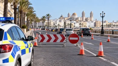 Propuesta visual de la Avenida del Puerto de Cádiz durante el dispositivo de tráfico por el desfile de la Guardia Civil