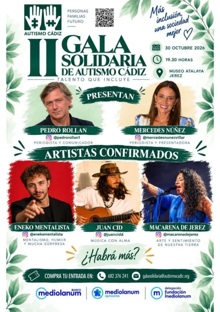 Detalle de una cinta verde junto a una tarjeta blanca sobre una superficie de papel texturizado, con una composición sobria vinculada a una gala solidaria.