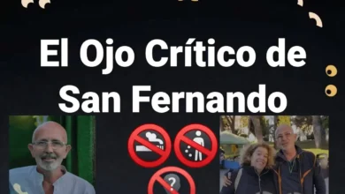 Composición gráfica de El Ojo Crítico de San Fernando con el nombre del grupo, fotografías de varias personas y símbolos que representan restricciones a determinadas conductas.