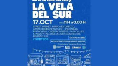 Cartel azul de La Velá del Sur 2026 con la fecha del 17 de octubre, el horario y las actividades anunciadas en Jerez.