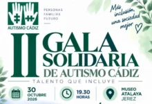 Cartel de la II Gala Solidaria de Autismo Cádiz, prevista para el 30 de octubre de 2026 a las 19:30 horas en el Museo de la Atalaya de Jerez.