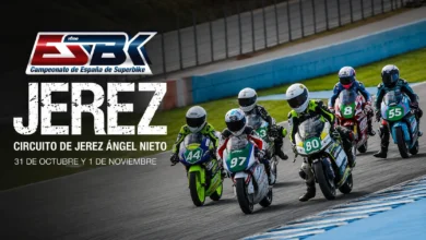 Cartel del Campeonato de España de Superbike en Jerez con seis pilotos sobre sus motocicletas y las fechas 31 de octubre y 1 de noviembre.