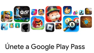Captura de Google Play Pass con varios iconos de videojuegos, el mensaje Únete a Google Play Pass y el precio de 4,99 euros al mes.