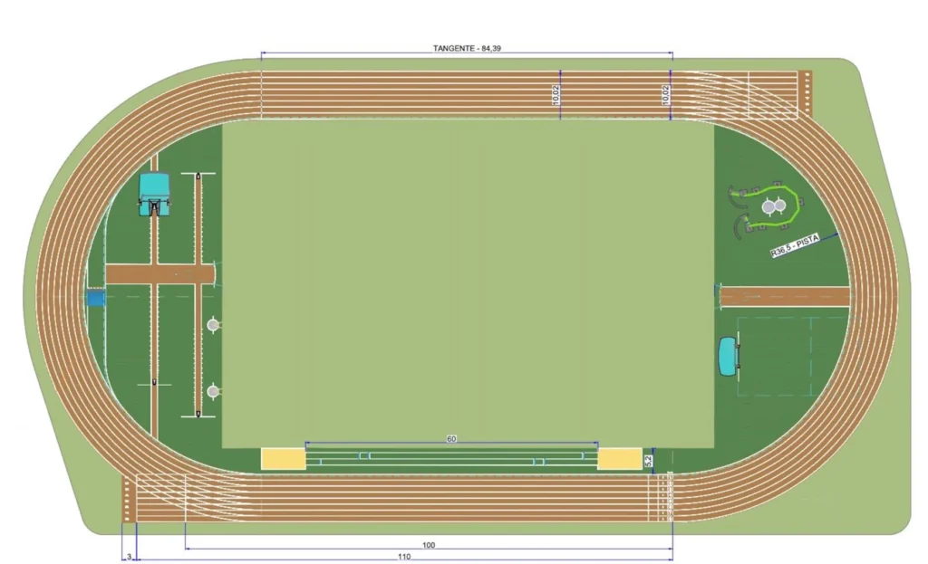 Plano de la nueva pista de atletismo en San Fernando, Cádiz.